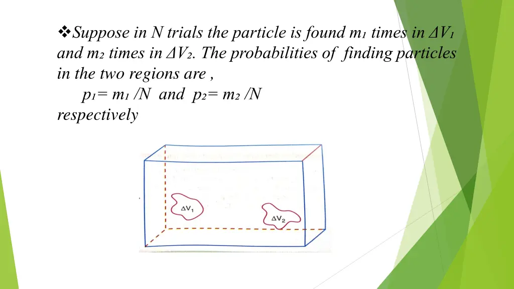 suppose in n trials the particle is found m times
