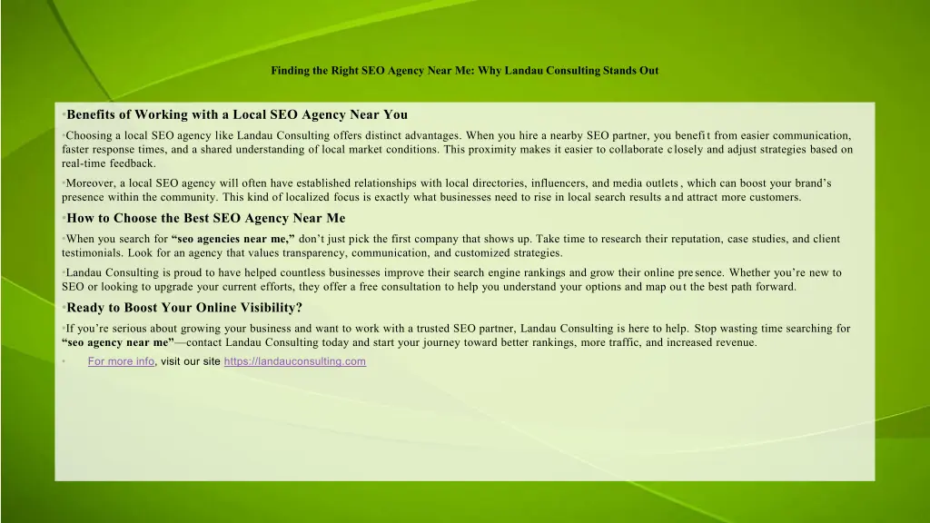 finding the right seo agency near me why landau 1