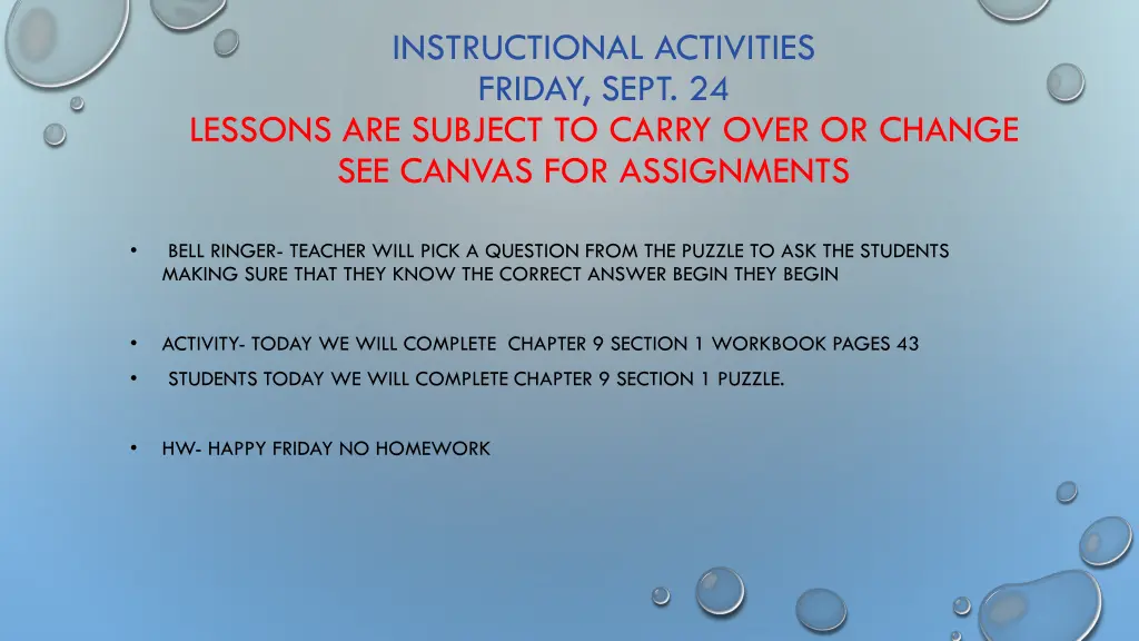 instructional activities friday sept 24 lessons