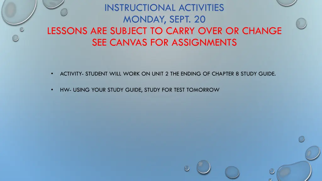 instructional activities monday sept 20 lessons