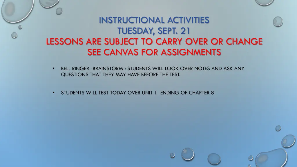 instructional activities tuesday sept 21 lessons
