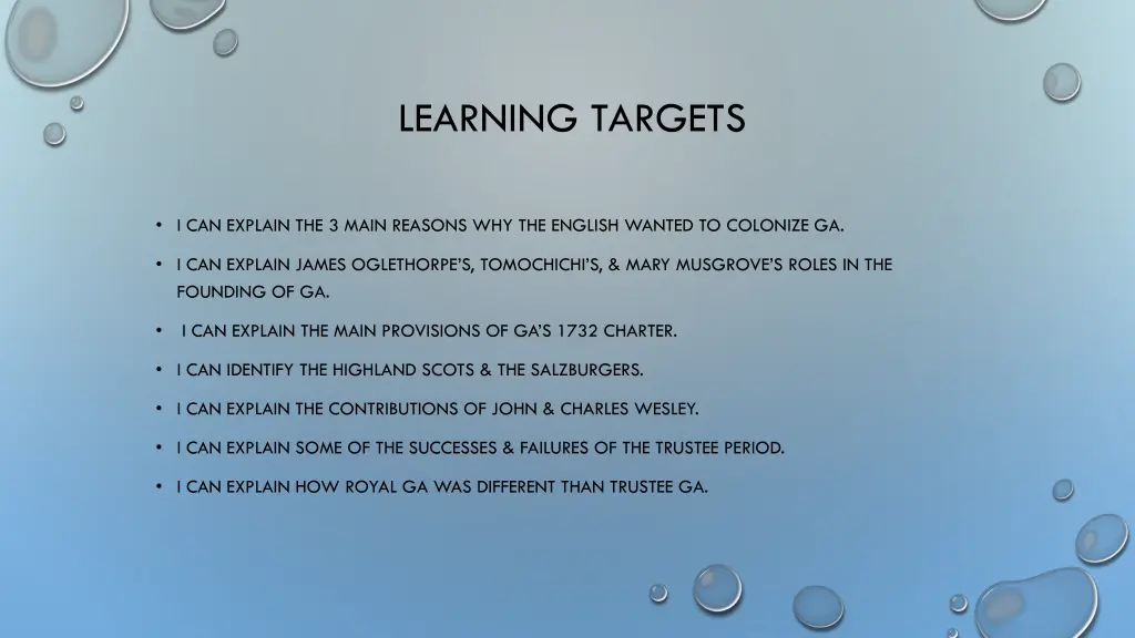 learning targets