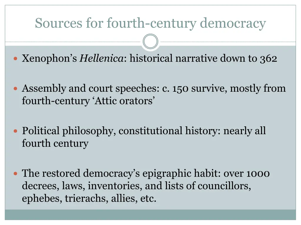 sources for fourth century democracy