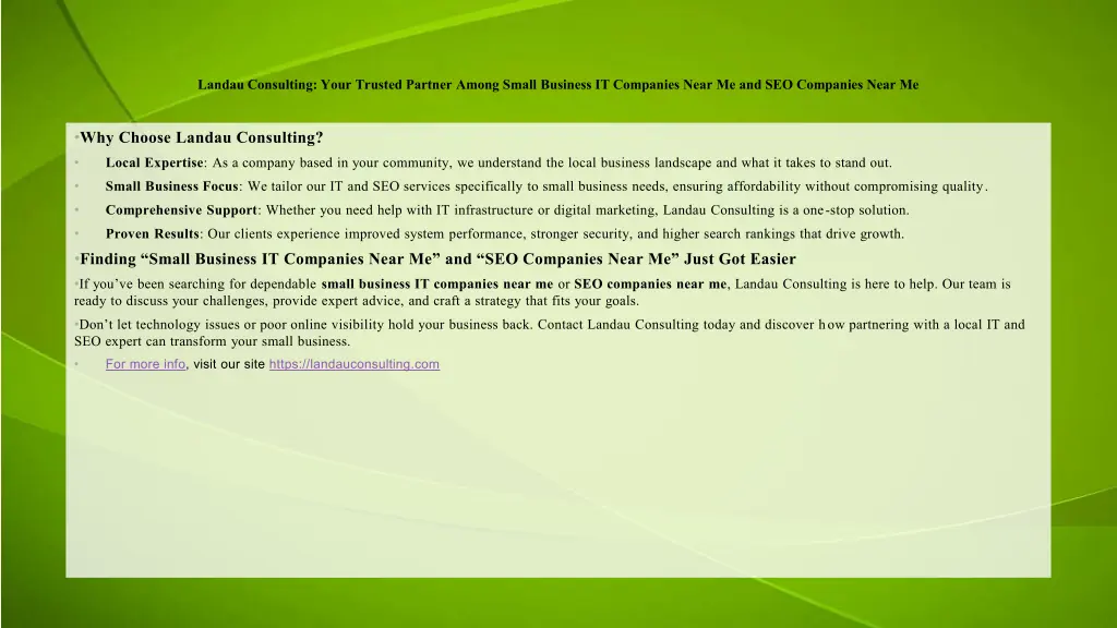 landau consulting your trusted partner among 1
