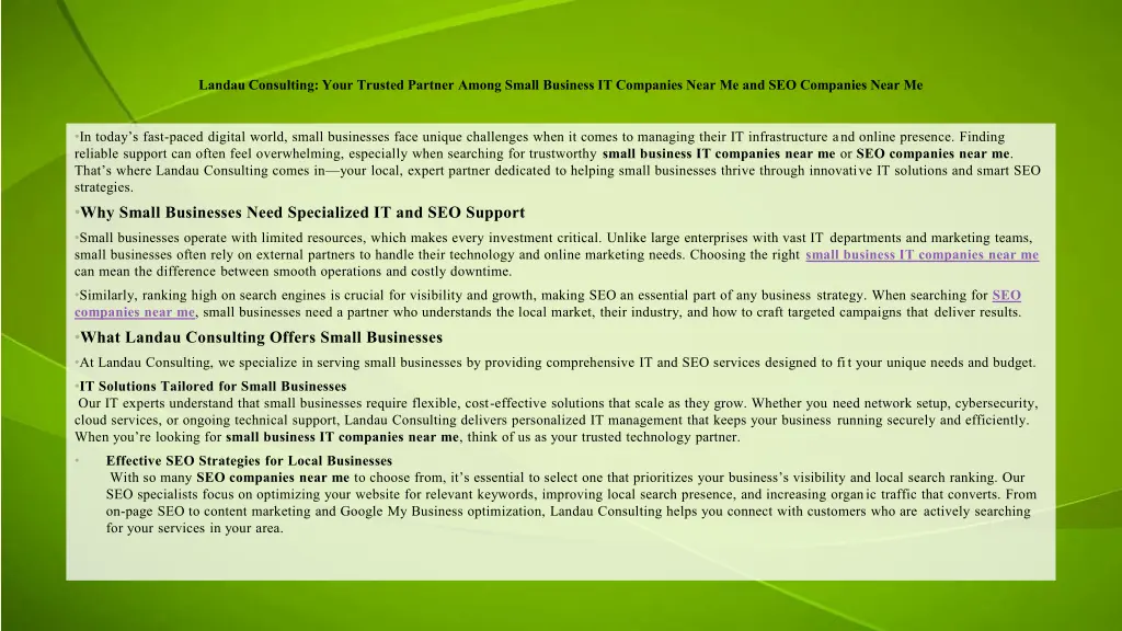 landau consulting your trusted partner among