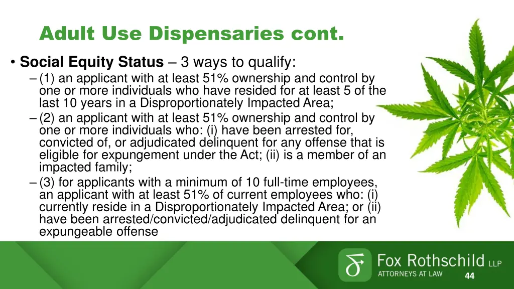 adult use dispensaries cont social equity status
