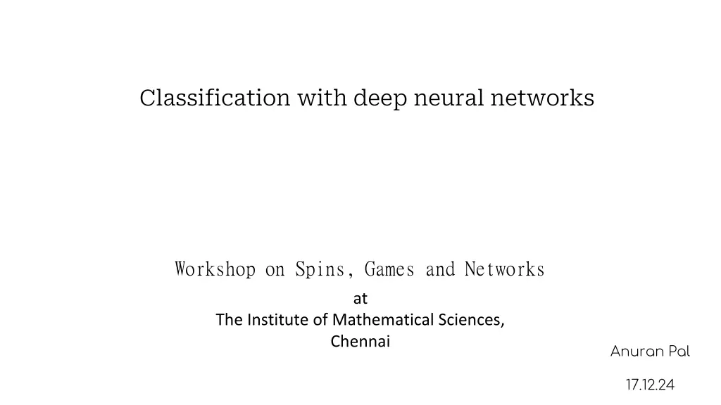 classification with deep neural networks