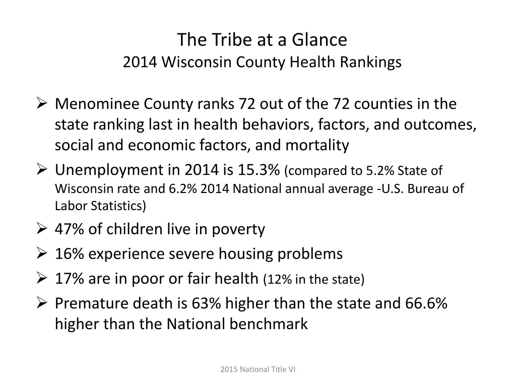 the tribe at a glance 2014 wisconsin county
