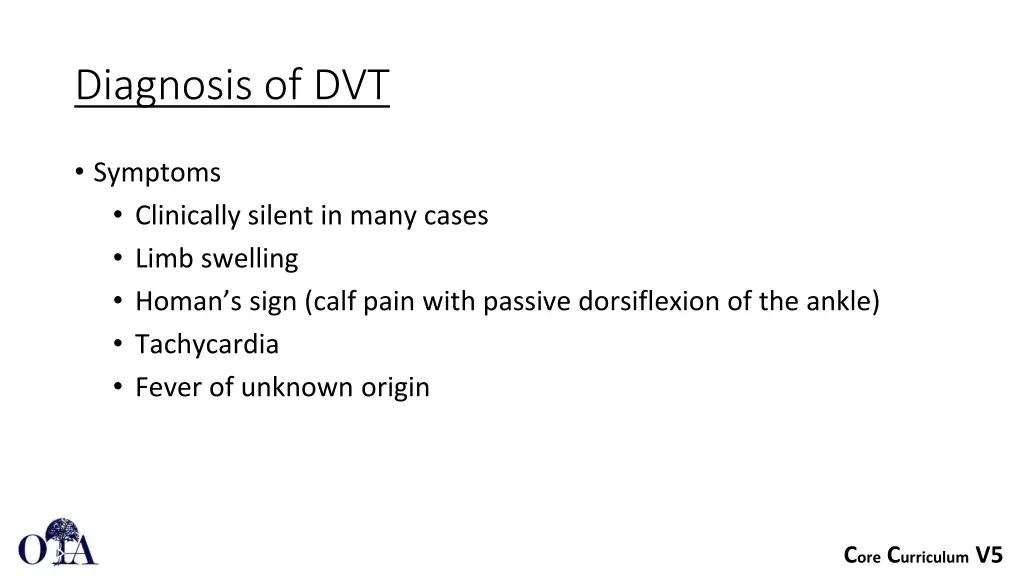 diagnosis of dvt