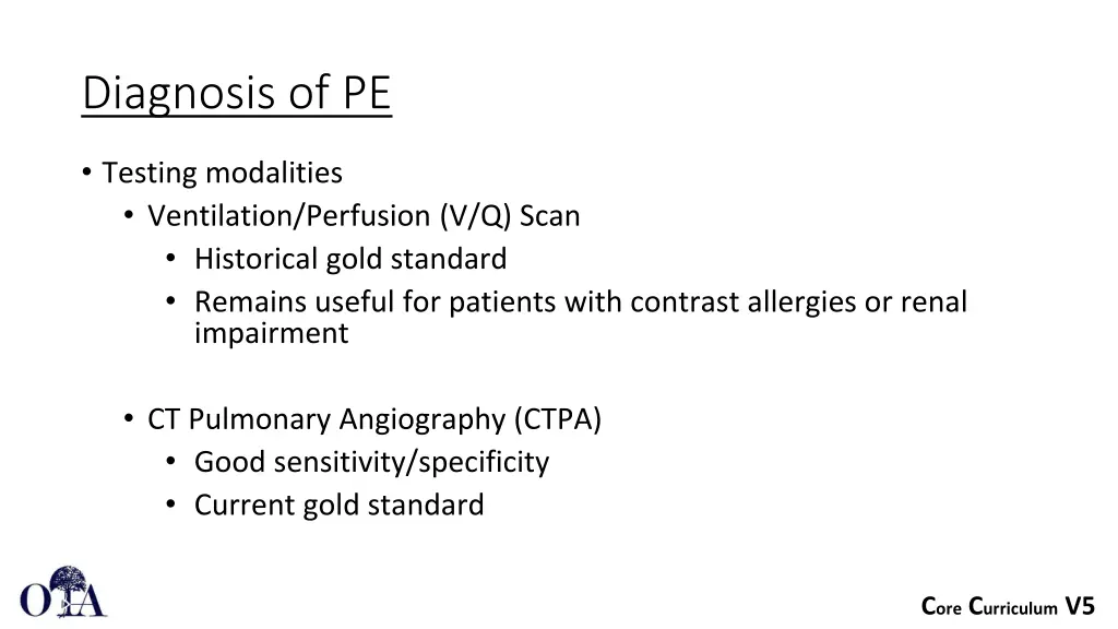 diagnosis of pe 1