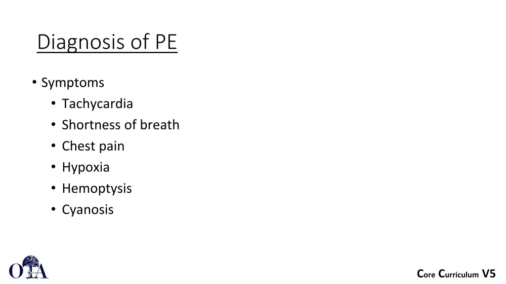 diagnosis of pe