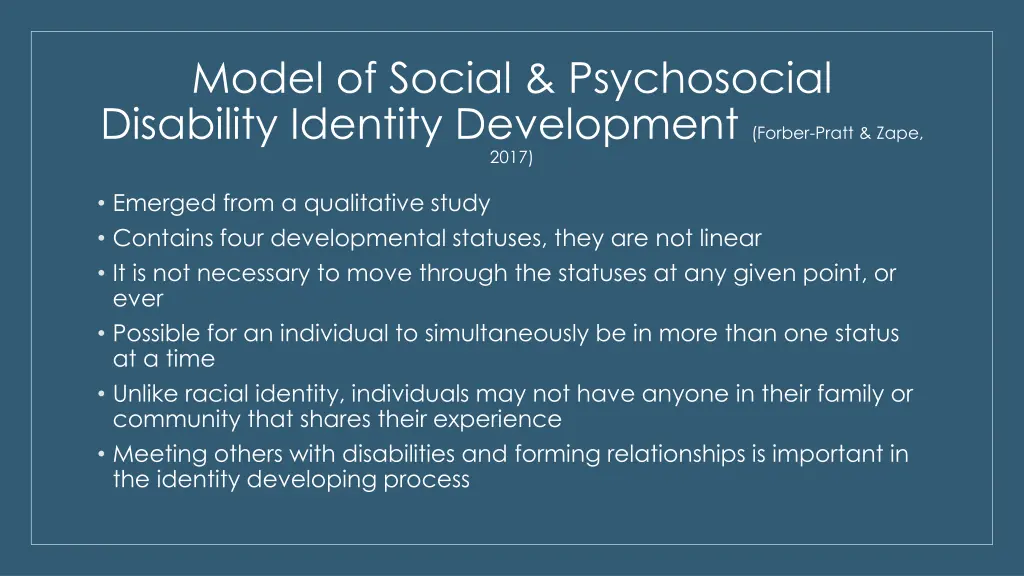 model of social psychosocial disability identity