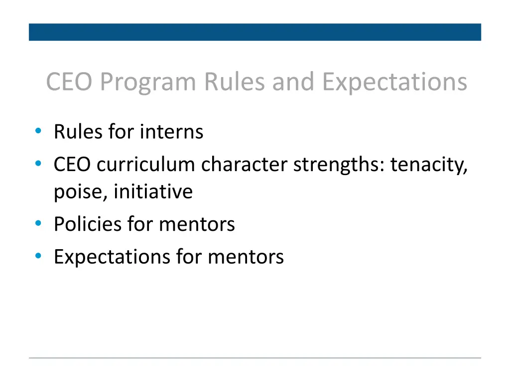 ceo program rules and expectations