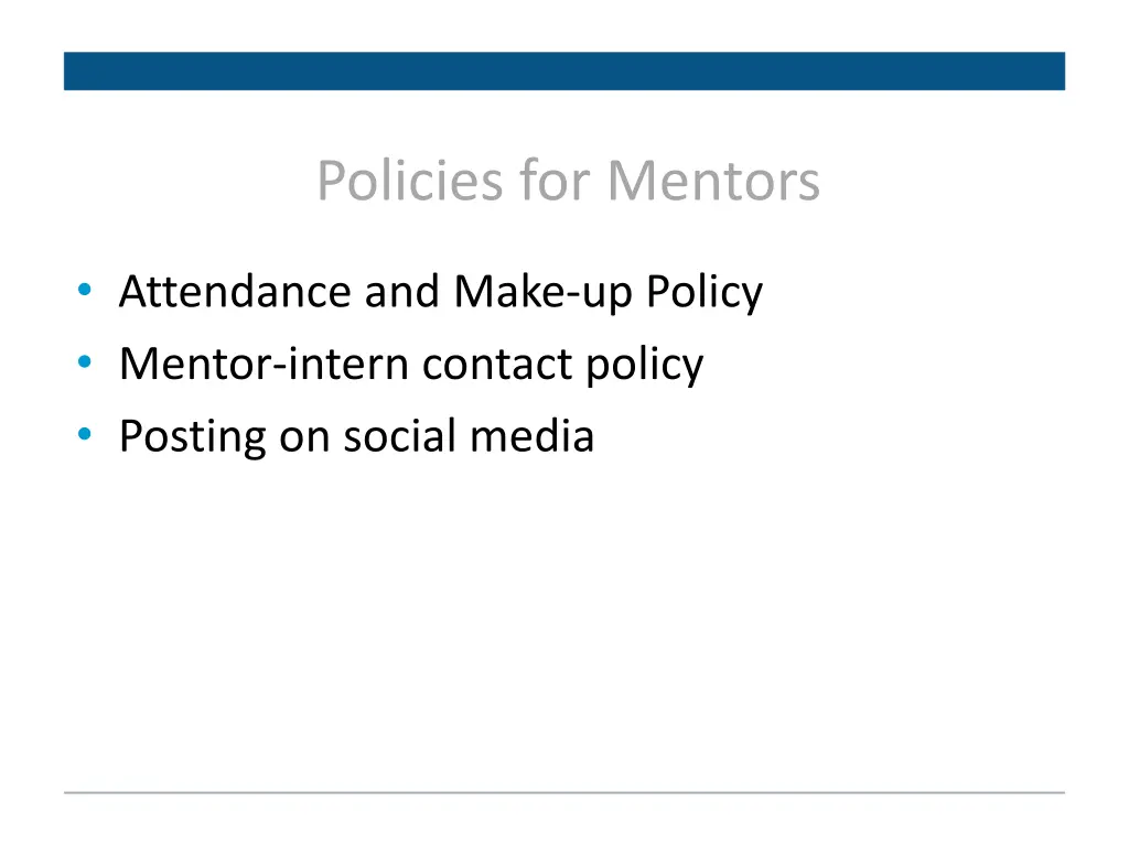 policies for mentors