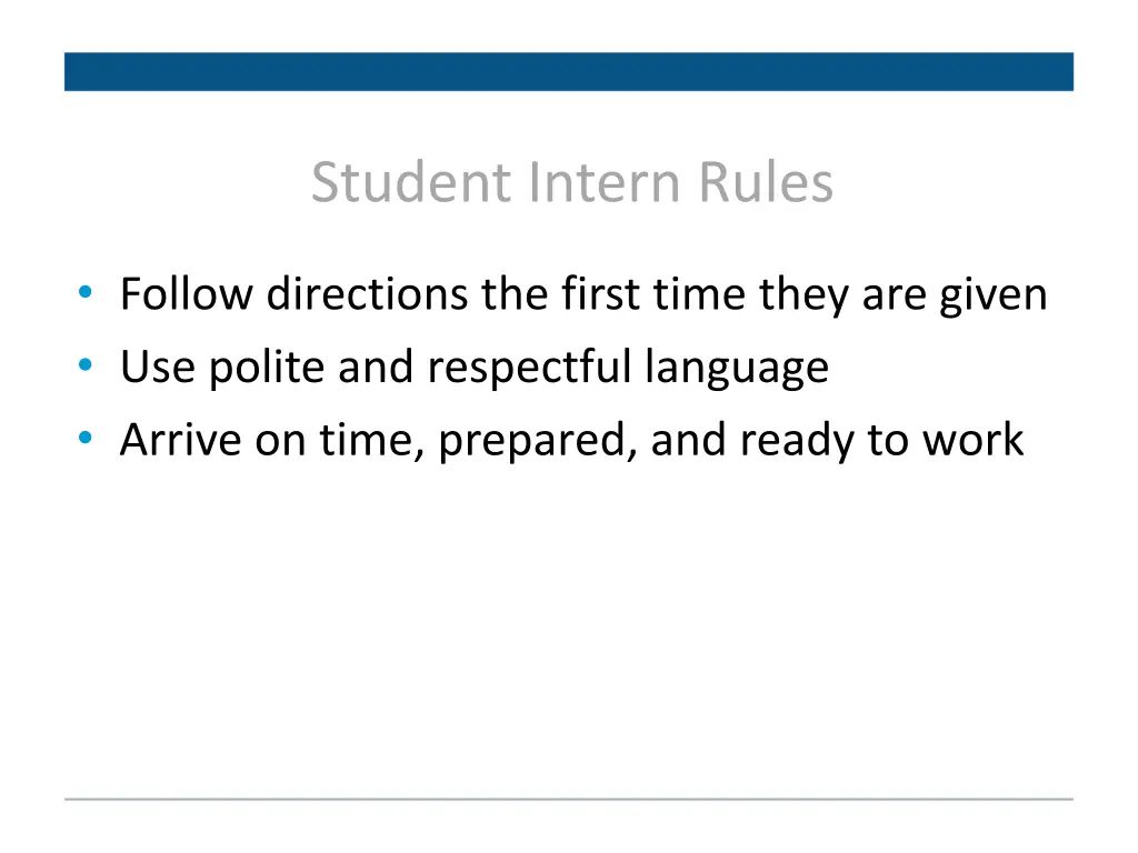 student intern rules