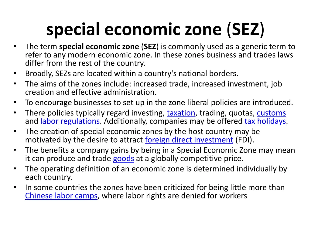 special economic zone sez the term special