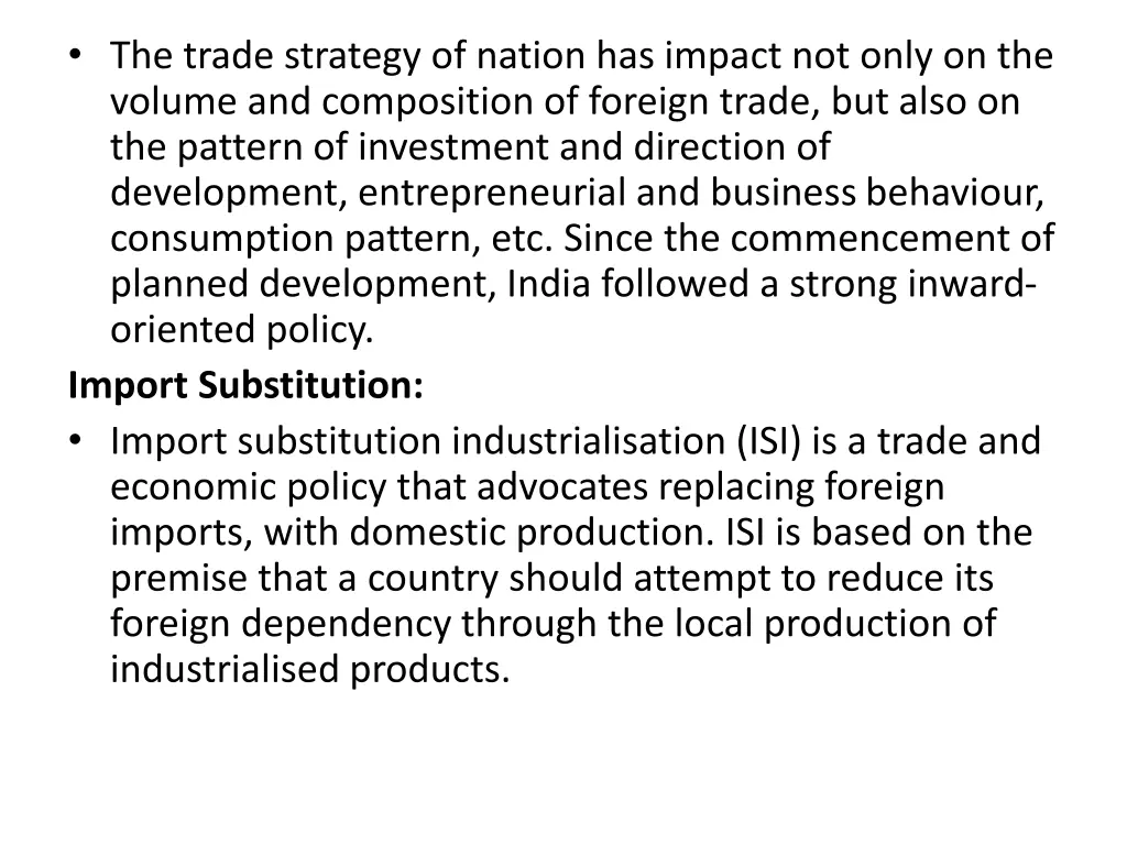 the trade strategy of nation has impact not only