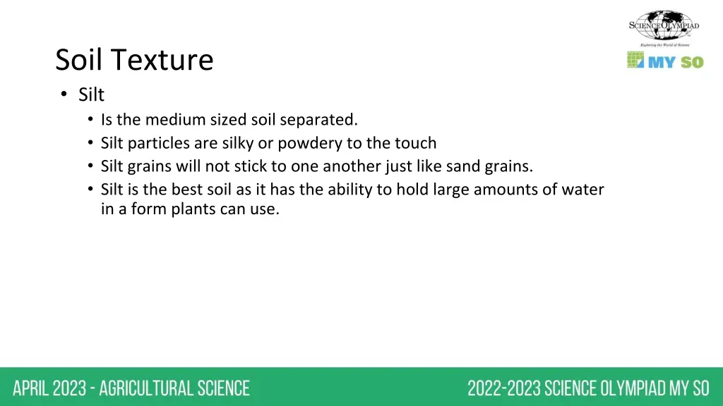 soil texture silt is the medium sized soil