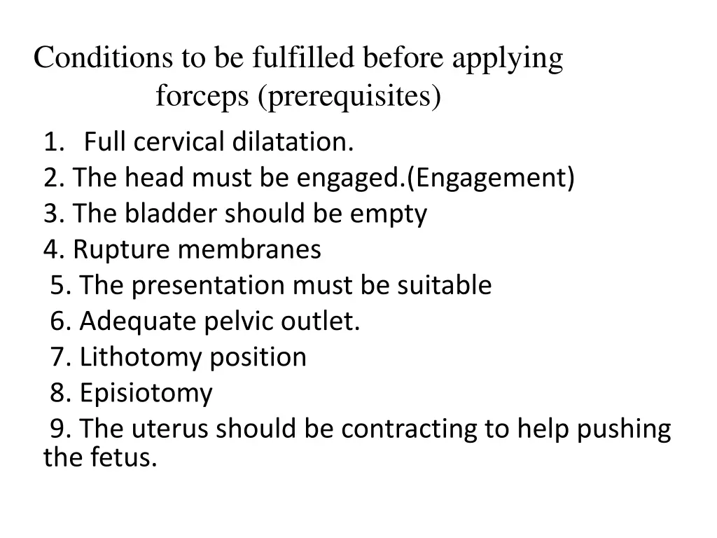 conditions to be fulfilled before applying