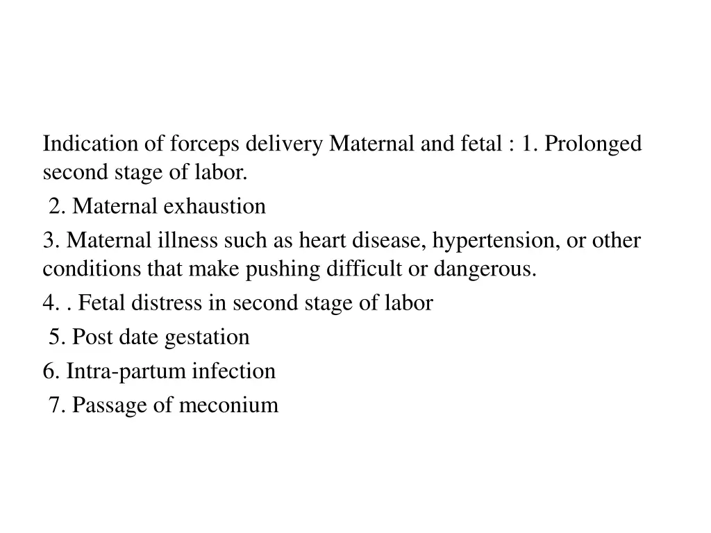 indication of forceps delivery maternal and fetal