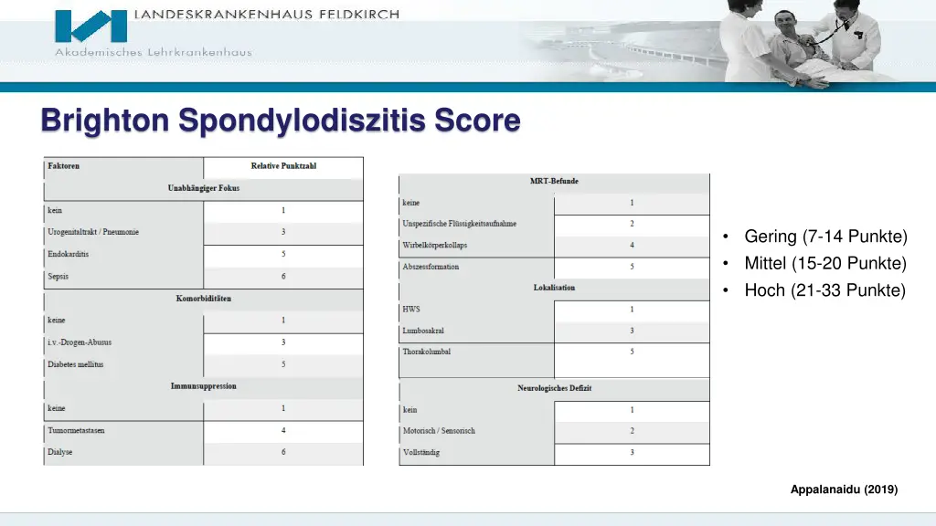 brighton spondylodiszitis score