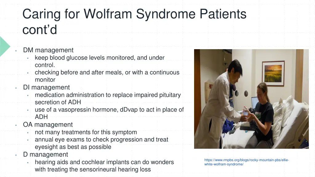 caring for wolfram syndrome patients cont d