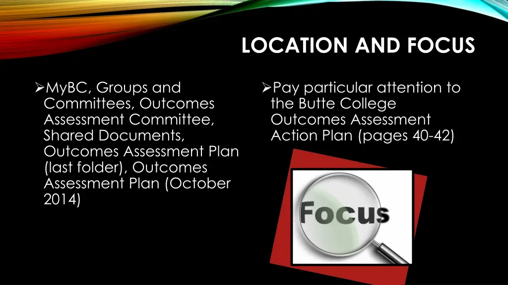 location and focus
