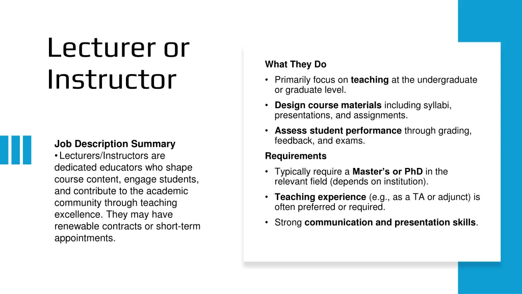lecturer or instructor