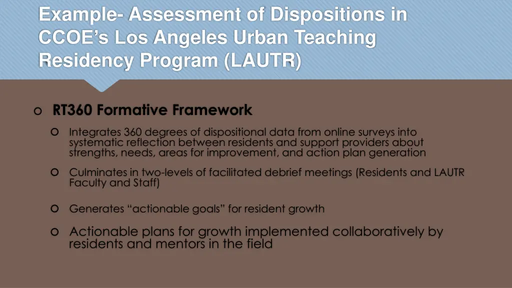 example assessment of dispositions in ccoe