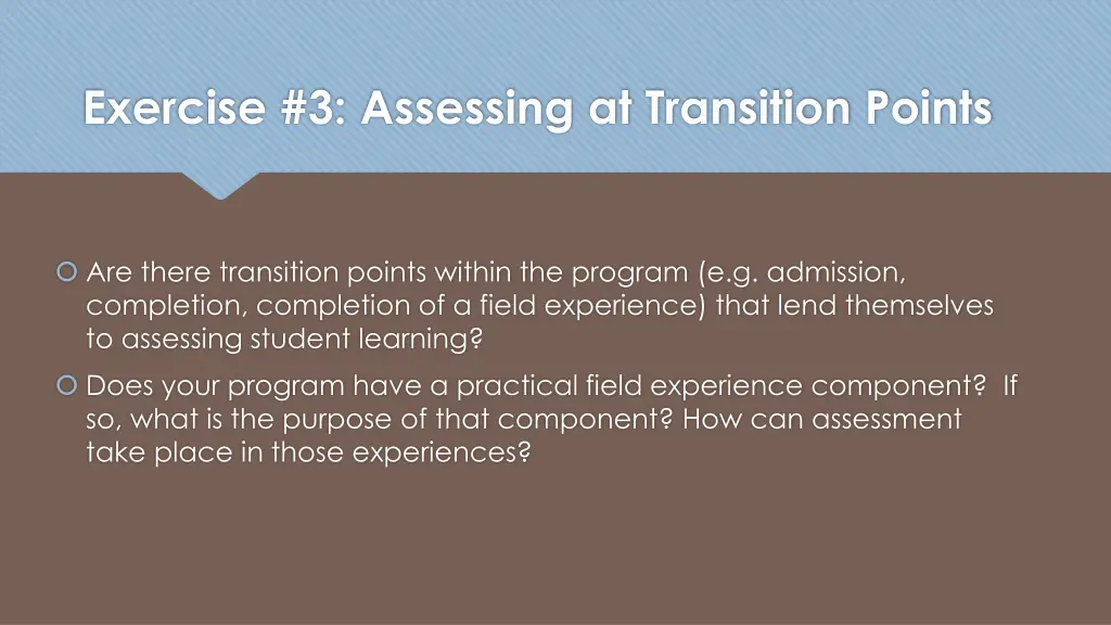 exercise 3 assessing at transition points