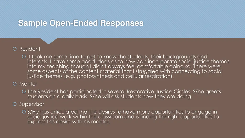 sample open ended responses