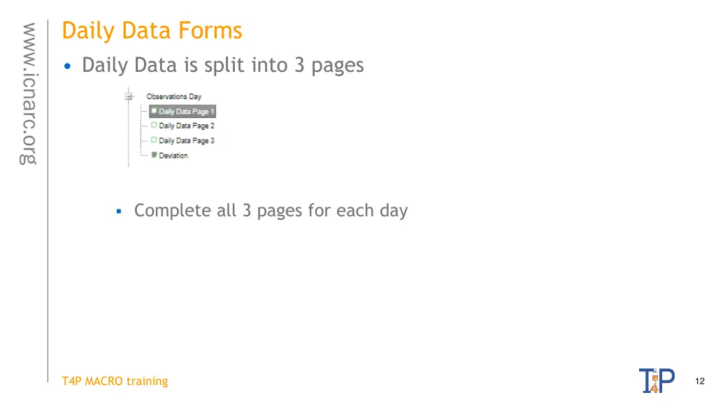 daily data forms daily data is split into 3 pages