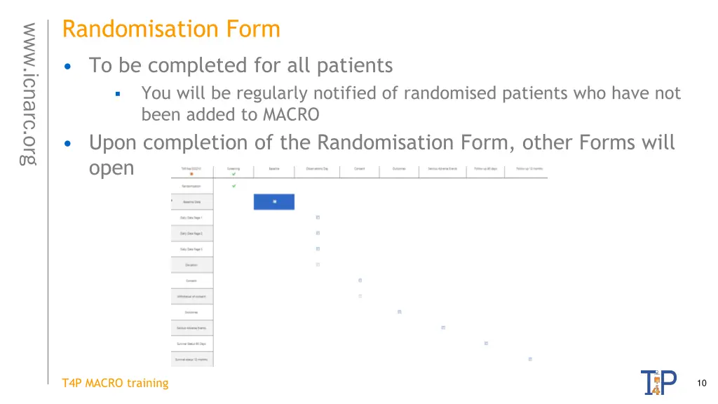 randomisation form to be completed