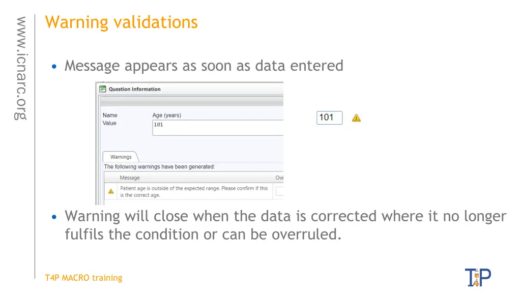 warning validations