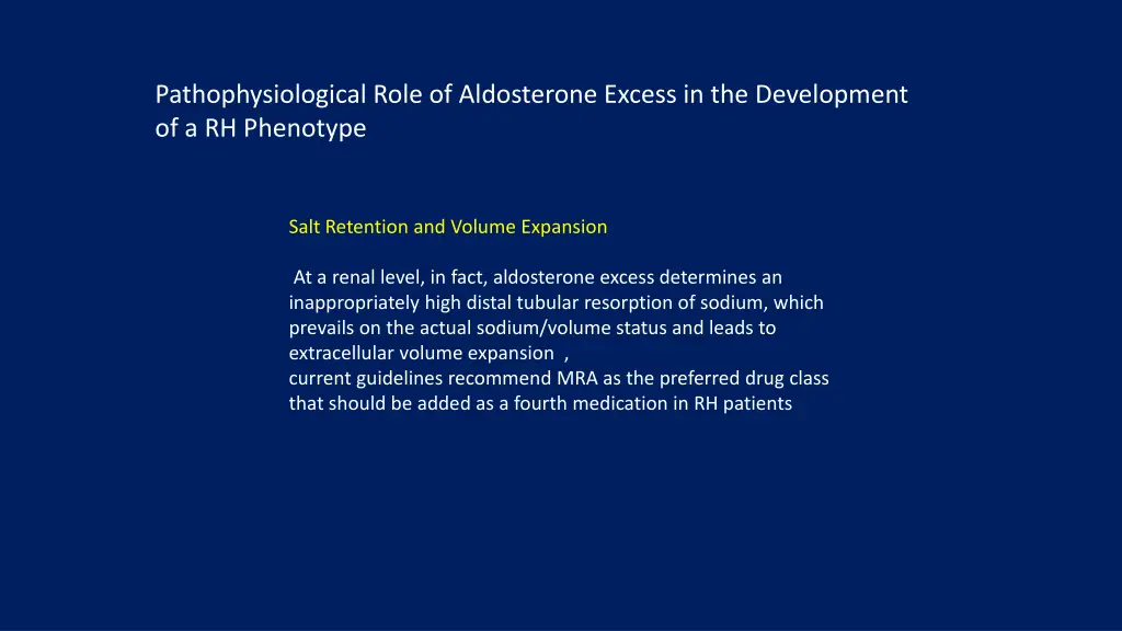 pathophysiological role of aldosterone excess