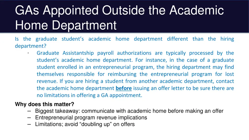 gas appointed outside the academic home department