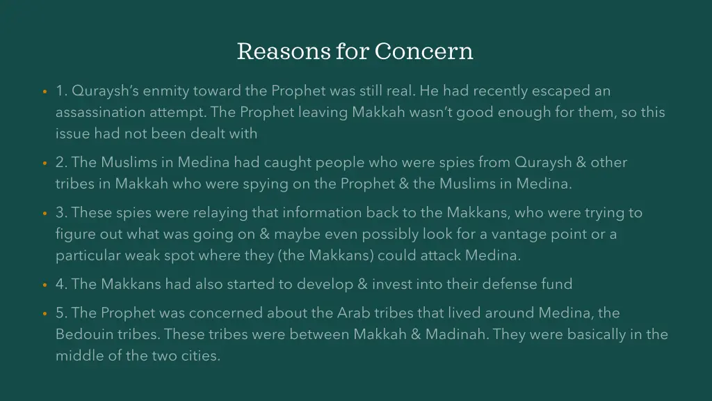 reasons for concern