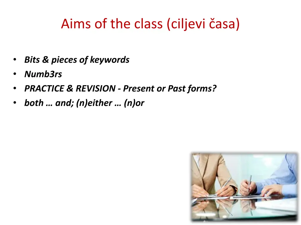 aims of the class ciljevi asa