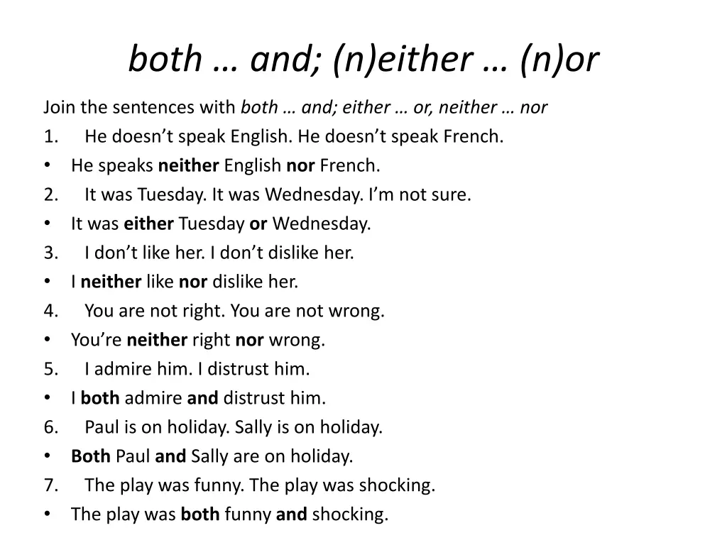 both and n either n or 1