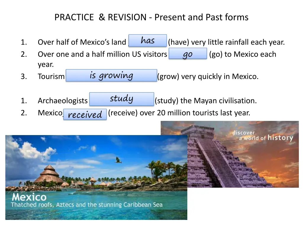 practice revision present and past forms
