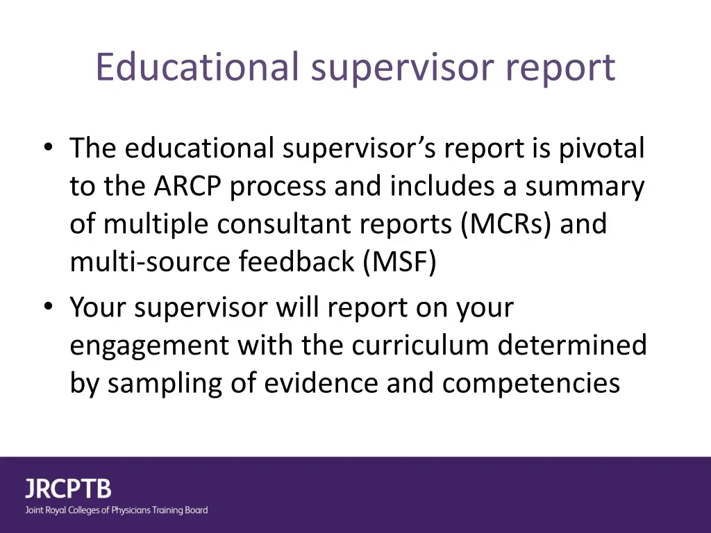 educational supervisor report