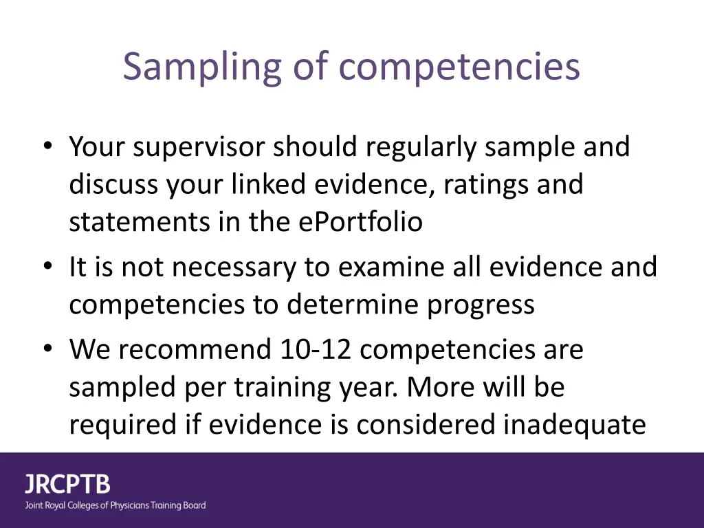sampling of competencies