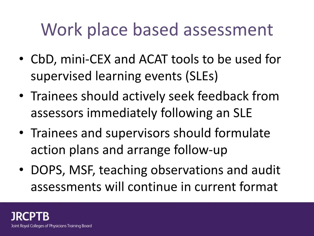 work place based assessment
