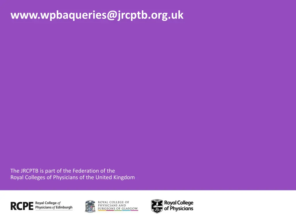 www wpbaqueries@jrcptb org uk