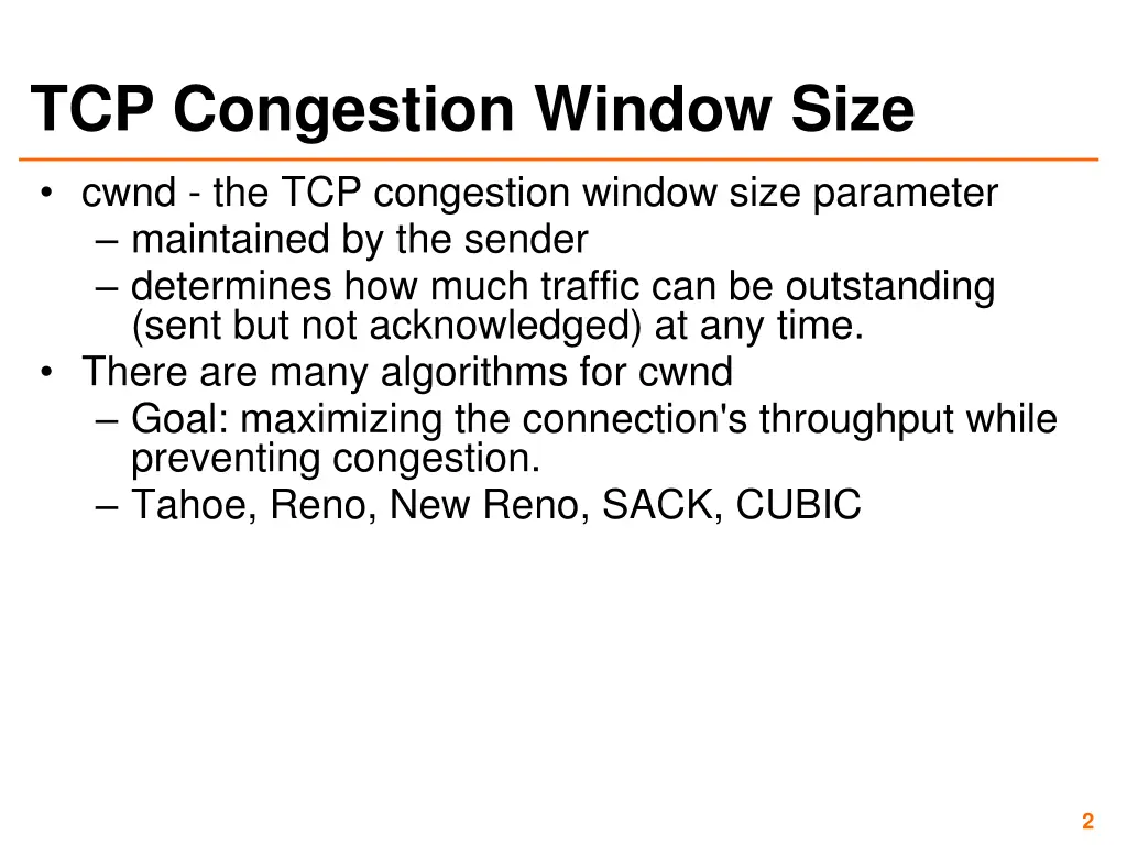 tcp congestion window size