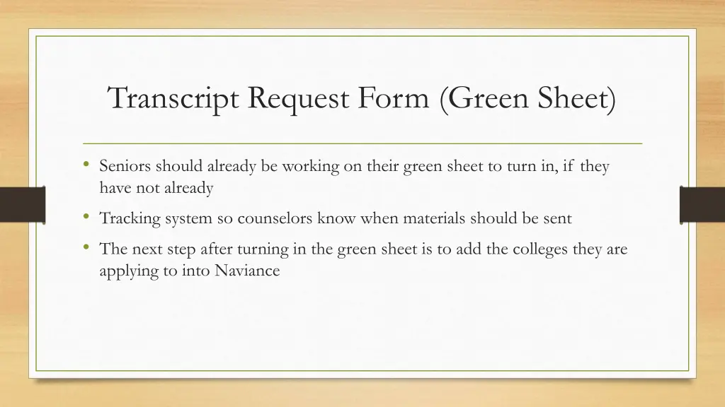 transcript request form green sheet