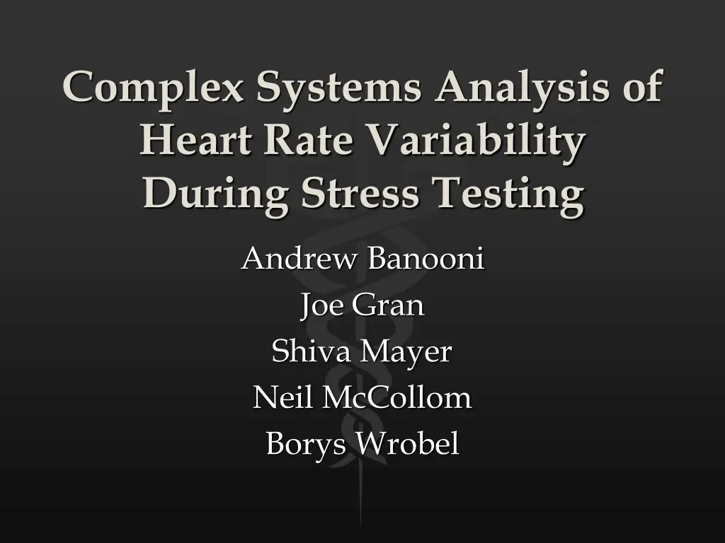 complex systems analysis of heart rate