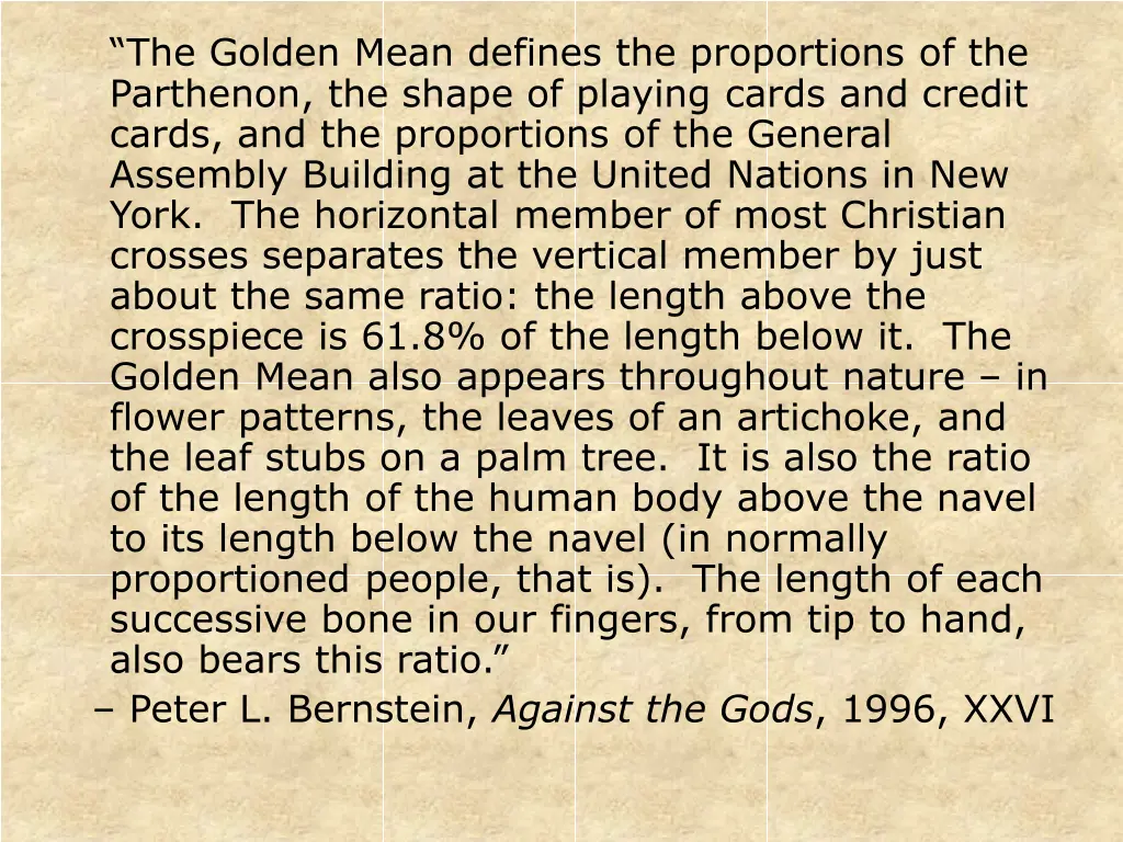 the golden mean defines the proportions