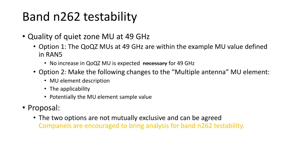 band n262 testability
