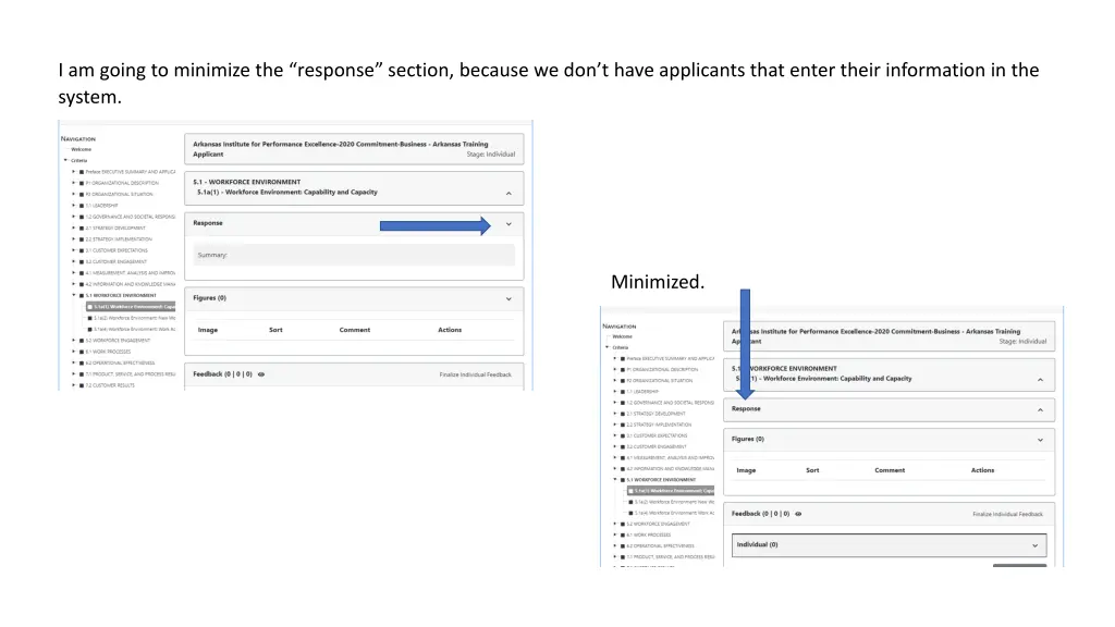 i am going to minimize the response section